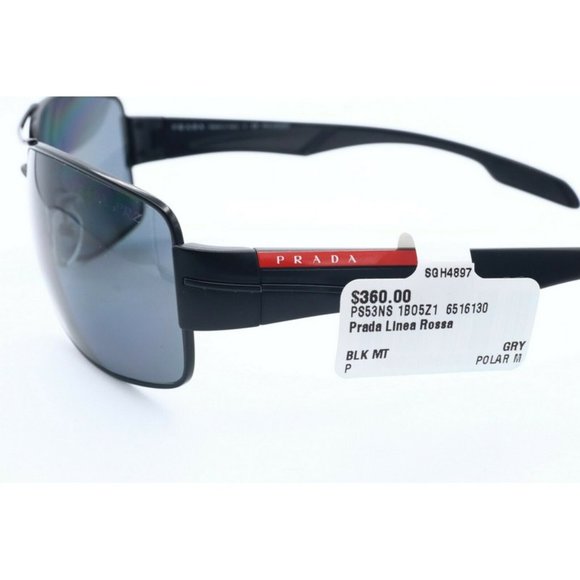 Prada SPR 53NS-1B0-5Z1 Square Black Sunglasses Gray Polarized Lens 65mm (B) - Picture 7 of 7